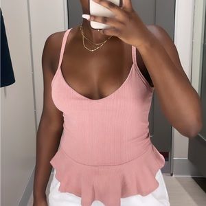 pink peplum top / size: S / Never Worn